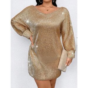 Calvaya Fashion Off Shoulder Party Dress 1XL Party and Dating Long Sleeve Chein